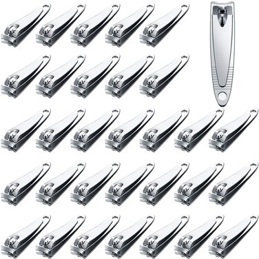 32 Pieces Stainless Steel Fingernail Nail Clipper Bulk Silver Portable Toenail Clippers Cutter Set