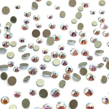 Crystal AB (001 AB) 2058 Austrian Crystal Austria Nail Art Tiny Small Mixed Sizes ss5 ss7 ss9 Flatbacks No Hotfix Rhinestones bling diy round gems resin jewellery
