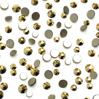 Crystal Aurum (001 AUR) Gold 2058 Austrian Crystal Austria Nail Art Tiny Small Mixed Sizes ss5 ss7 ss9 Flatbacks No Hotfix Rhinestones Bling DIY
