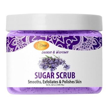 SPA REDI Sugar Scrub - Lavender and Wildflower - 16 Oz - Exfoliating, Moisturizing, Hydrating and Nourishing, Glow, Polish, Smooth and Fresh Skin - Body Exfoliator