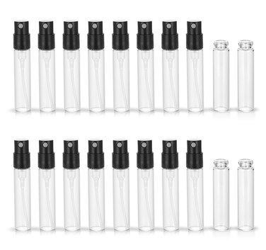 Mini Perfume Travel Refillable Bottle Cologne Sample Pocket Small Empty Glass Spray Bottles Travel Size Perfume Atomizer Vintage Perfume Bottle (50Pack-2.5ML)