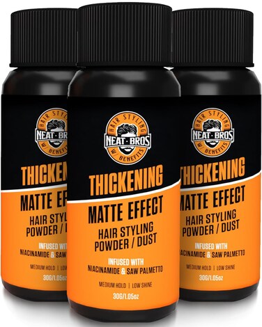 Hair Styling Texture Powder - Medium Hold &amp; Matte Finish - Volumizer with Niacinamide and Saw Palmetto - Styling Powder for All Hair Types - 3 Pack