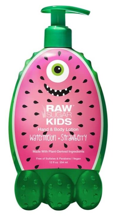 a g RS Raw Sugar Kids Watermelon and Strawberry Hand &amp; Body Lotion. Made with Plant-Derived Ingredients. Sulfates and Parabens Free. Vegan. 12 Fl Oz. (1 Pack)