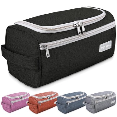 Pantheon Men's Toiletry Bag - Travel Toiletry Bag Wash Bag Hanging Dopp Kit Shaving Kit for Bathroom Shower - Mens Travel Bag Hanging Toiletry Organizer Toiletry Kit for Traveling (Black)