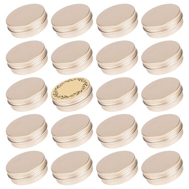 2 oz / 60ml Screw Top Aluminum Tin Jar with Screw Lid and Blank Labels - Pack of 23 (Champagne)