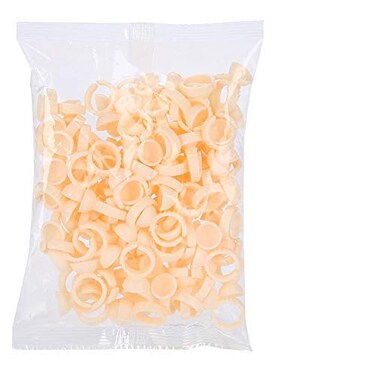 100Pcs Disposable Permanent Makeup Pigment Rings Cups, Soft Silicone Nail Art Ink Rings Holder Rings for Microblading Eyebrow Lip Pigment Glue Mixed (S)