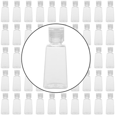 MANCHAP 100 Pack 1oz Plastic Empty Squeeze Bottles, 30ml Clear Travel Refillable Squeeze Bottles with Flip Cap for Lotions, Creams, Toiletries