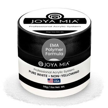 Joya Mia Acrylic Powder for Nails, MMA-Free, Super Adhesion Professional Powder for Flawless &amp; Long-Lasting Nail Enhancements, Easy Application, Vibrant &amp; Stunning Colors - Pure White, 2 oz