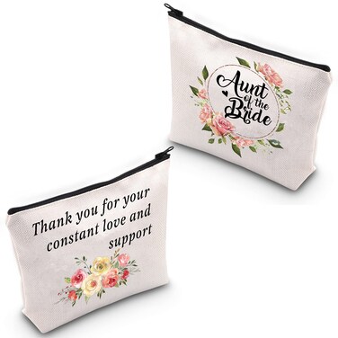 BDPWSS Aunt Of The Bride Gift Aunt Makeup Bag Aunt Of The Bride Wedding Gift For Aunt From Bride Best Aunt Ever Gift Thank You For Your Constant Love And Support Cosmetic Bag (Aunt of the bride)