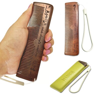 Wooden Hair Comb For Labor Pain, Natural Relief of Pregnancy Contraction, Birthing Comb with Cute Designs, Leather Cover, For Women Pregnant Mothers