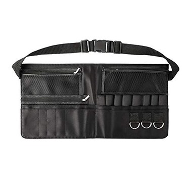 Artist Professional Portable Makeup Brush Waist Bag Case Foldable Fibre Cloth Cosmetic Brush Pouch Holder Multi Pockets with Belt Strap Bag (Brushes Not Included)