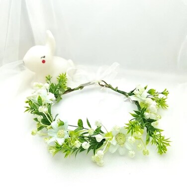 2pcs Flower Crown Headband for Women and Girls - Perfect for Weddings, Festivals, and Parties (Green - Dancing Lady Orchids)