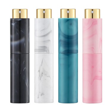 Tekson 4PCS 10ML Perfume Atomizer Travel, Refillable Cologne Containers, Dispenser Spray Empty Bottle for Mini Sprayer Size （Black