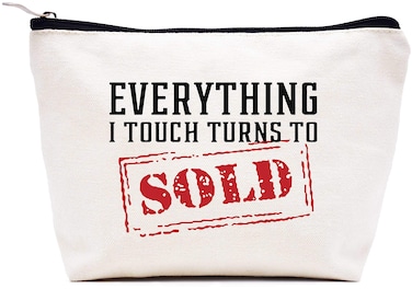 Realtor,Real Estate Agent Gift,Closing Present for Realtor-Valentines Date,Birthday,Christmas Gifts for Women Best Realtor Broker-Makeup Bag Cosmetic Bag Travel Pouch-Everything I Touch Turns to Sold