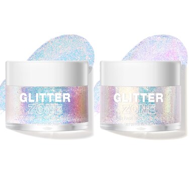 LANGMANNI Holographic Body Glitter Gel for Body, Face, Hair and Lip.Color Changing Glitter Gel Under Light. Vegan &amp; Cruelty Free-1.35 oz (1# Golden Ocean+2# Sparkling Pink)