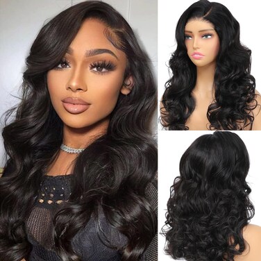 Wear and Go Glueless Wigs Human Hair Pre Plucked Pre Cut 5x5 HD Lace Closure Wigs Upgraded Transparent Body Wave Lace Front Wigs for Black Women with Natural Hairline 180 Density 24 Inch
