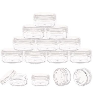 10 Gram Sample Containers with Lids, 10Pcs Clear Sample Jars, Small Cosmetic Travel Containers for Makeup, Lotion, Cream, Powder, 10 ML Mini Containers with Lids