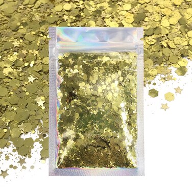 Gold - Face &amp; Body Chunky Glitter - Hair, Makeup, Face, Body, Nails, Resin, Slime, Bath-Bombs, Candles, Arts &amp; Crafts, and More - Solvent Resistant