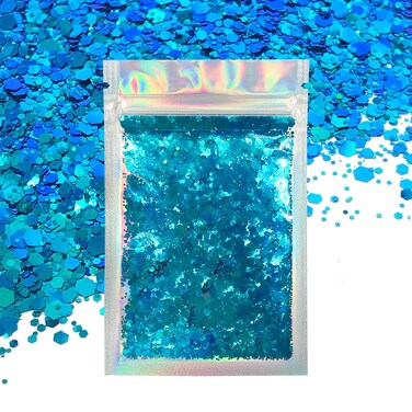 Blue Face &amp; Body Glitter - Cosmetic Grade Chunky Glitter - Color Shift - Uses Include: Festivals, Raves, Face, Body, Nails, Resin, Arts, Crafts, Resin, Tumblers, Bath Bombs - Solvent Resistant
