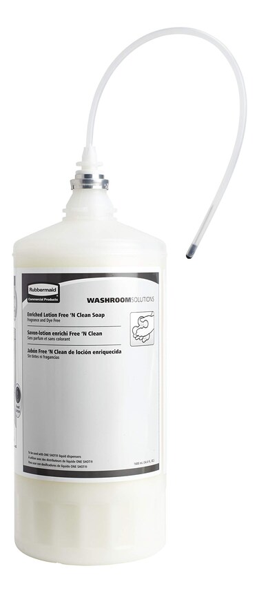 Rubbermaid Commercial Products OneShot Dye &amp; Fragrance Free Lotion Hand Soap Refill, 1600mL, Compatible with RCP's Touchless OneShot Lotion Dispensers, for Restrooms in Offices/Restaurants