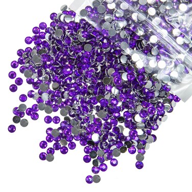 1550PCS 5mm Dark Purple Crystal Resin Rhinestones for Crafting Deep Purple Flatback Stones Bulk SS20 Non-Hotfix Diamonds Crystals Gems Charms Supplies for Tumblers Bottle Cup DIY Crafts Decor