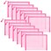12 Pieces Zipper Nylon Mesh Pouch, Mesh Cosmetic Bags Makeup Bags Pencil Case, Multipurpose Travel Bags for Cosmetic School Office Supplies and Travel Accessories (Pink, A5)