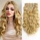 Blonde Hair extensions Clip ins Wavy 18" Long Synthetic Thick Clips in Hairpieces for Women 5PCS Not Easily Knotted Natural Invisible Extension for Weddings Party Daily Use Full Head 5 Oz