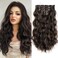 Dark Brown Wavy Clip in Extension 18" Long Synthetic Thick Clips on Hair Piece for Women 5PCS Curly Girls Natural Full Head Not Easily Knotted Extensions for Weddings Party Daily Use 5 Oz