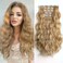 Clip in Extensions Blonde Wavy 18" Long Synthetic Fluffy and Not Tangled Clips on Hair Piece for Women 5PCS Curly Girls Natural Extension Weddings Party Daily Use Full Head 5 Oz
