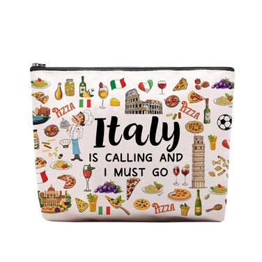 Italy Travel Gift Makeup Bag, Italy Lover Themed Gifts for Traveller Women Friends, Italy Travel Trip Essentials Souvenir, Italian Trip Gifts for Women Party Favors