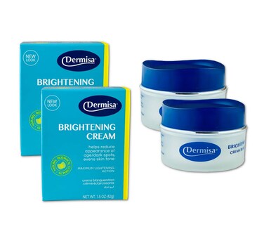Dermisa Brightening Cream with 4 Natural Botanical Extracts   Helps to Brighten and Hydrate Skin   Contains Kojic Acid, Licorice Extract, Arbutin and Indian Gooseberry (AMLA)   1.5 OZ   Pack of 2