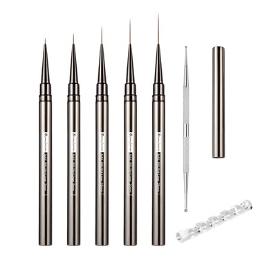 Nail Liner Brush, Fine Line Nail art Brushes 5/9/15/20/25mm Thin Line Nail Brushes Detail Drawing, Liner Brush for Nails Gel