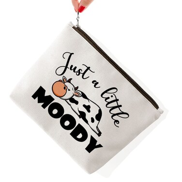 BiuNiuring Cow Gifts for Cow Lovers, Cow Gifts for Women, Cow Accessories Cosmetic Bag, Cow Makeup Bag, Who Loves Moody Cosmetic Bag