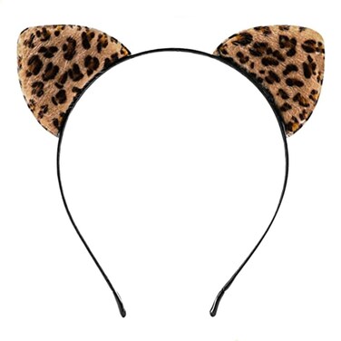 Cheetah Ears Hairband, Leopard Ears Headband for Women and Girls, Halloween Cosplay Accessories with Metal Headband and Artificial Furry Cat Ears