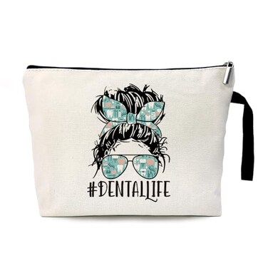Dental Life Funny Dentists Cosmetic Bag, for Travel Toiletry Zipper Storage Pouch Makeup Bag, Dentists Gifts, For Women Dental Hygienist Makeup Bag, Dental Hygienist Gifts, Dental Assistant Gifts