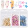 3D Flower Nail Charms, 3Bags 3D Acrylic Flower Nail Rhinestone with Sliver Gold Caviar Beads Pink White Blue Spring Nail Art Design Manicure DIY Nail Decoration for Women Girls
