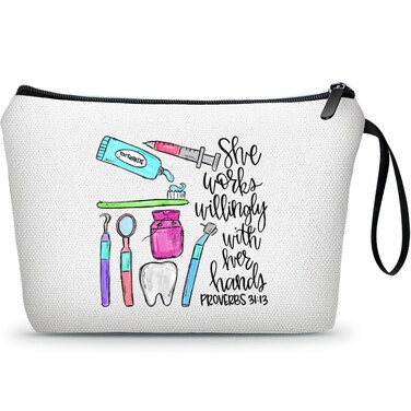 Dental Hygienist Gifts,Dentist Gift,Dental Assistant Gifts,Teeth Gifts for Female Friend Sister,Dental Gifts,Dental Gifts for Coworkers,Dentist Appreciation Gift Makeup Bag,Christmas Gifts