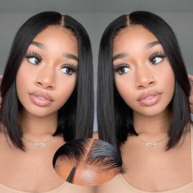 Wear and Go Glueless Bob Wig Human Hair Pre Plucked Pre Cut Straight 5X5 HD Lace Closure Bob Wigs Human Hair For Black Women Glueless Wigs Human Hair Short Bob Wig 180% Density 12 inch