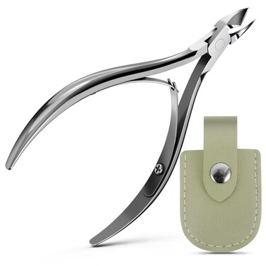 Professional Cuticle Trimmer Kit with Leather Case,Sharp Stainless Steel Cuticle Nipper Scissors Cutter Cuticula Remover for Fingernail Toenail,Manicure Pedicure Nail Care Tool for Women (Silver)