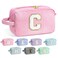 YOOLIFE Makeup Bag for Women - Monogram Cute Initial Pink Makeup Bags Cosmetic Toiletry Pouch Make Up Case for Women Her Best Friend Friendship Sister Teacher, Personalized Birthday Gifts for Women C