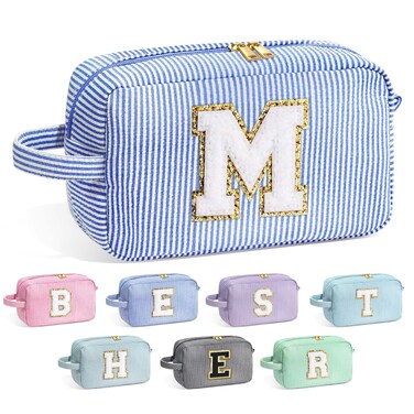 YOOLIFE Personalized Gifts for Mom - Mom Gifts, Birthday Gifts for Mom, Gifts for Mom from Daughter, Mama Gifts Idea, Mother In Law Gifts, Mothers Day Gifts, Monogram Initial Makeup Bag M