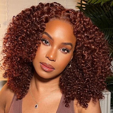 V Part Curly Wig Ombre Blonde Kinky Curly Wig for Black Women Synthetic Coily Layered U Part Wigs for Women Shoulder Length Synthetic wig Soft As Human Hair Half Wigs For Black Women