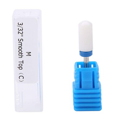 Nail Drill Bit, Ceramic Manicure Drill Bits for Manicure Pedicure Cuticle Gel Nail Polishing Cylinder Shape Grinding Head, with Display Base(White 03#)