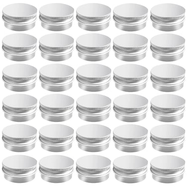 30 Pack 0.5 oz Aluminum Tin Jar with Screw Lid 15 ml Round Refillable Containers