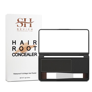 SEVICH Root Touch up, Hairline Powder with Brush, Instantly Conceals Hair Loss, Thinning Gray Hair Shadow Toppers for Women &amp; Men, 48H Makeup Lasting, 8g Large Capacity Black