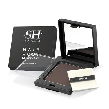 SEVICH Root Touch Up with Powder Puff, Hairline Powder Instantly Conceals Hair Loss, Thinning Gray Hair Shadow Toppers for Women &amp; Men, 12g Large Capacity, 1 Box = 3 Boxes, Gray Brown