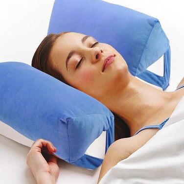 Beauty Pillow, Anti Wrinkle &amp; Anti Aging Back Sleep Training Pillow, Wrinkle Prevention Pillow to Sleep on Back, Head Positioning Pillow, Post Surgery Pillows Support for Sleeping Upright (Blue)