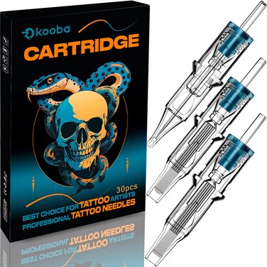 Kooba 1205RL Tattoo Cartridge Needles 30 Pcs # 12 Standard Long Taper 5 Round Liner with Membrane Safety Cartridges Disposable for Professionals and Beginners Tattoo Artists