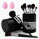 Makeup Brush Set, 14 Pcs Makeup Brushes with 2 Beauty Blenders, Travel Makeup Brush Set for Foundation, Concealer, Blush and Eyeshadow Brush(Black)