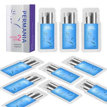 PERMANIA Lash Lift Kit,Separate Steps Products for Salon or at Home, Steps 10 Sachets of 0.8 g/0.03 oz Each Prep (STEP#2)